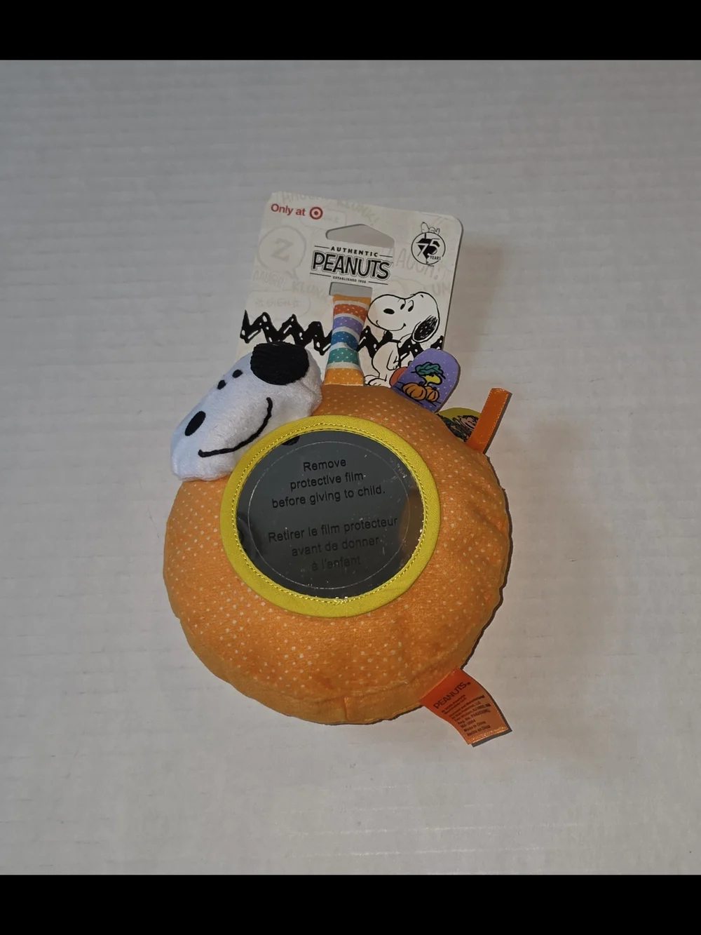 Peanuts Halloween Baby On The Go  Mirror Rattle Toy - Soft Tactile Activity Toy